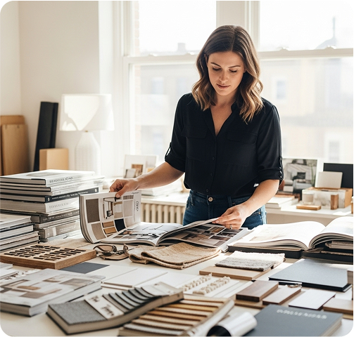 Interior designers working