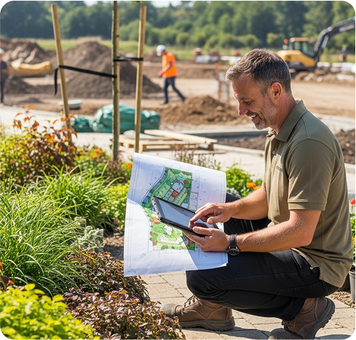 Landscape designers working